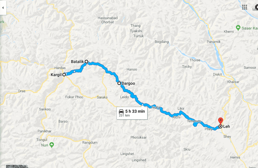 Route 2: Kargil- Batalik- Dah- Leh
