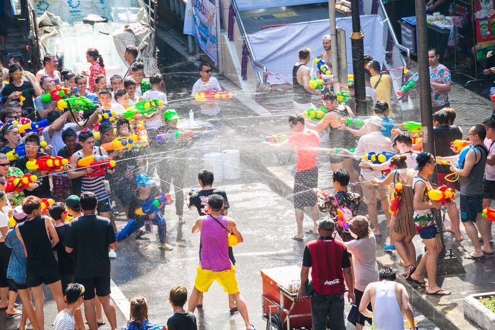 Water Fight During Songkran