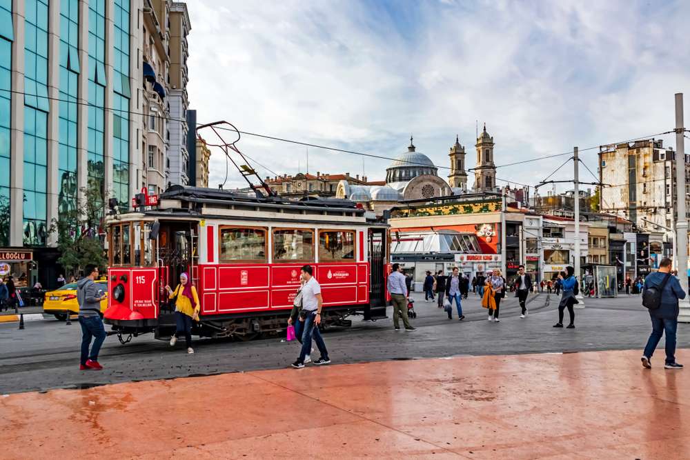Catch the Tram at Taksim Square