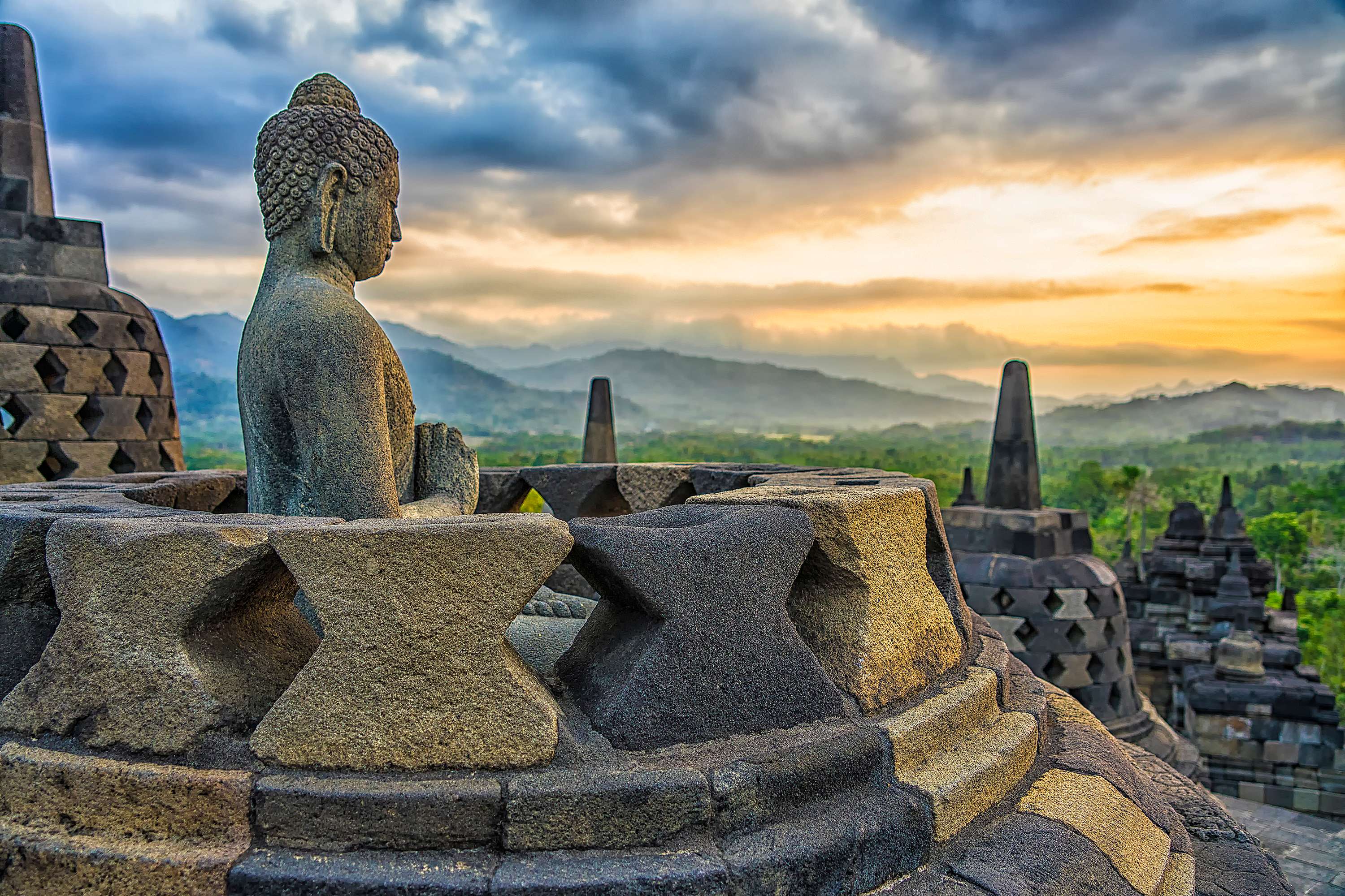 Sunrise at Borobudur temple