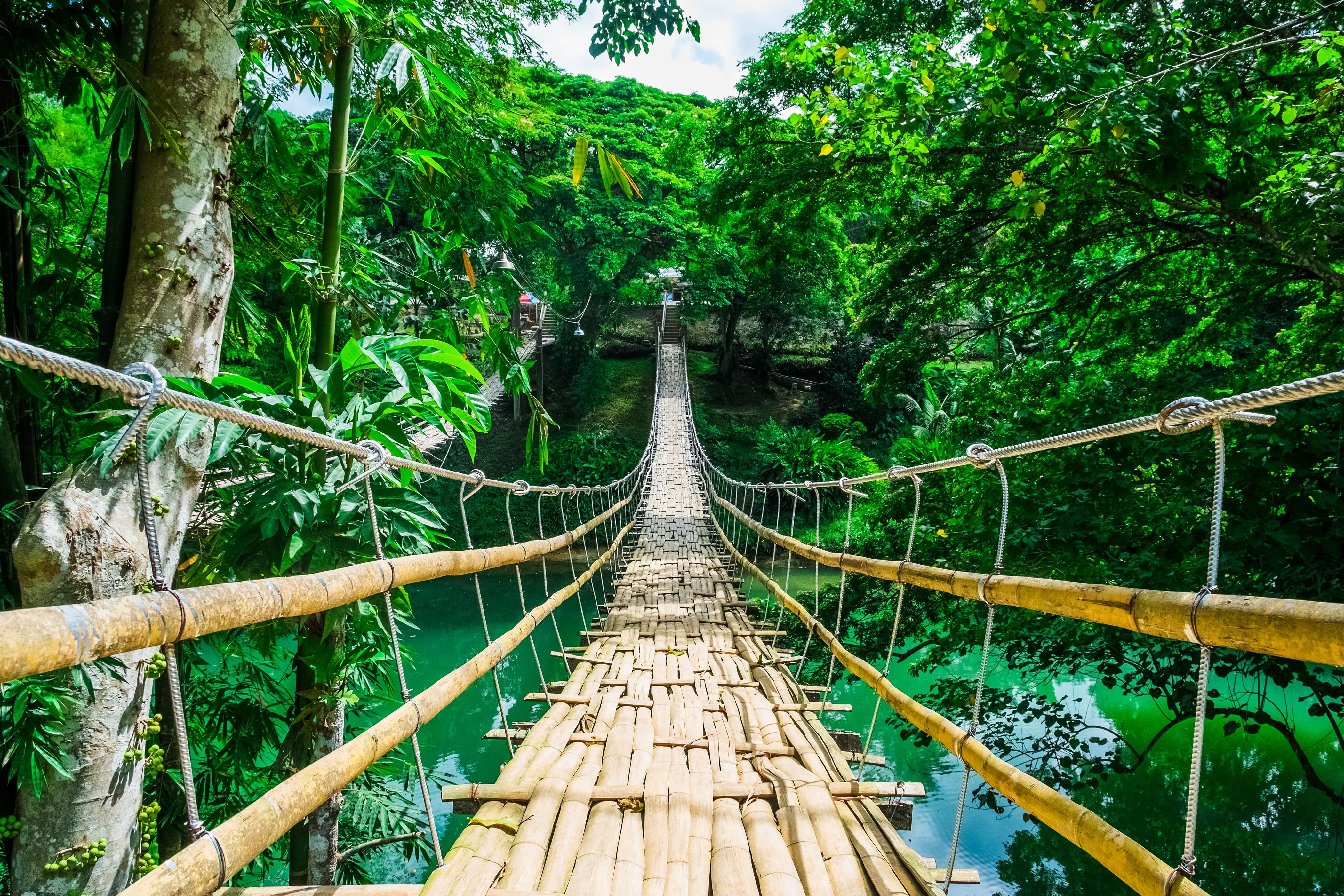 Walk Across Bamboo Hanging Bridge
