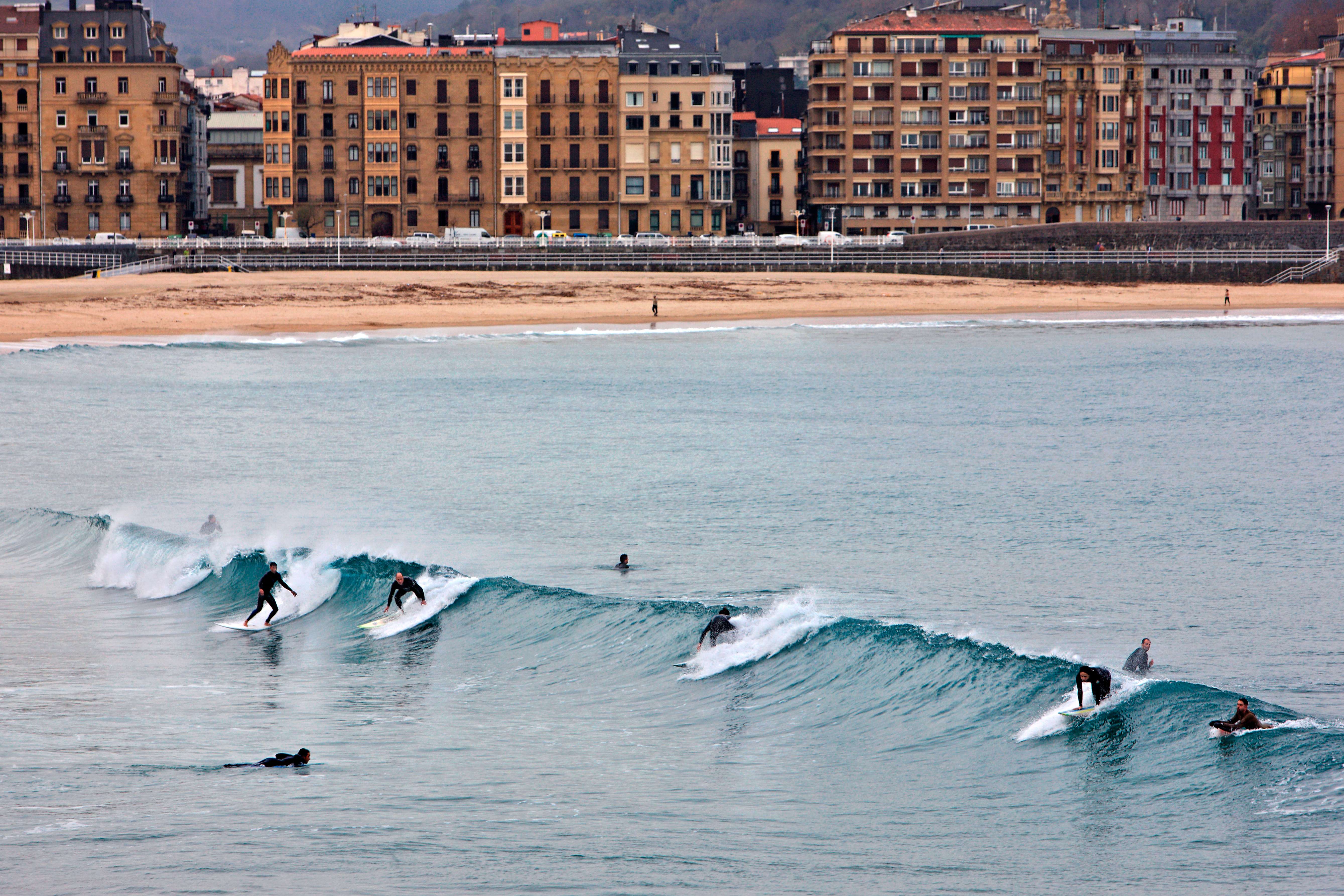 Surfing at San Sebastian
