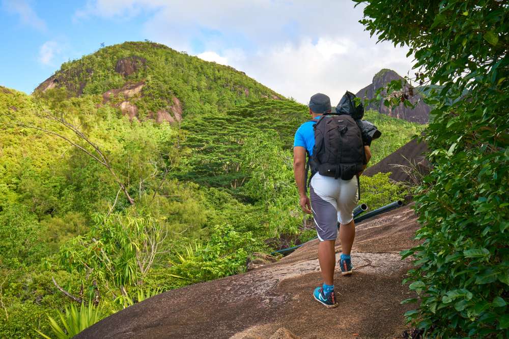 Hiking at Anse Marron