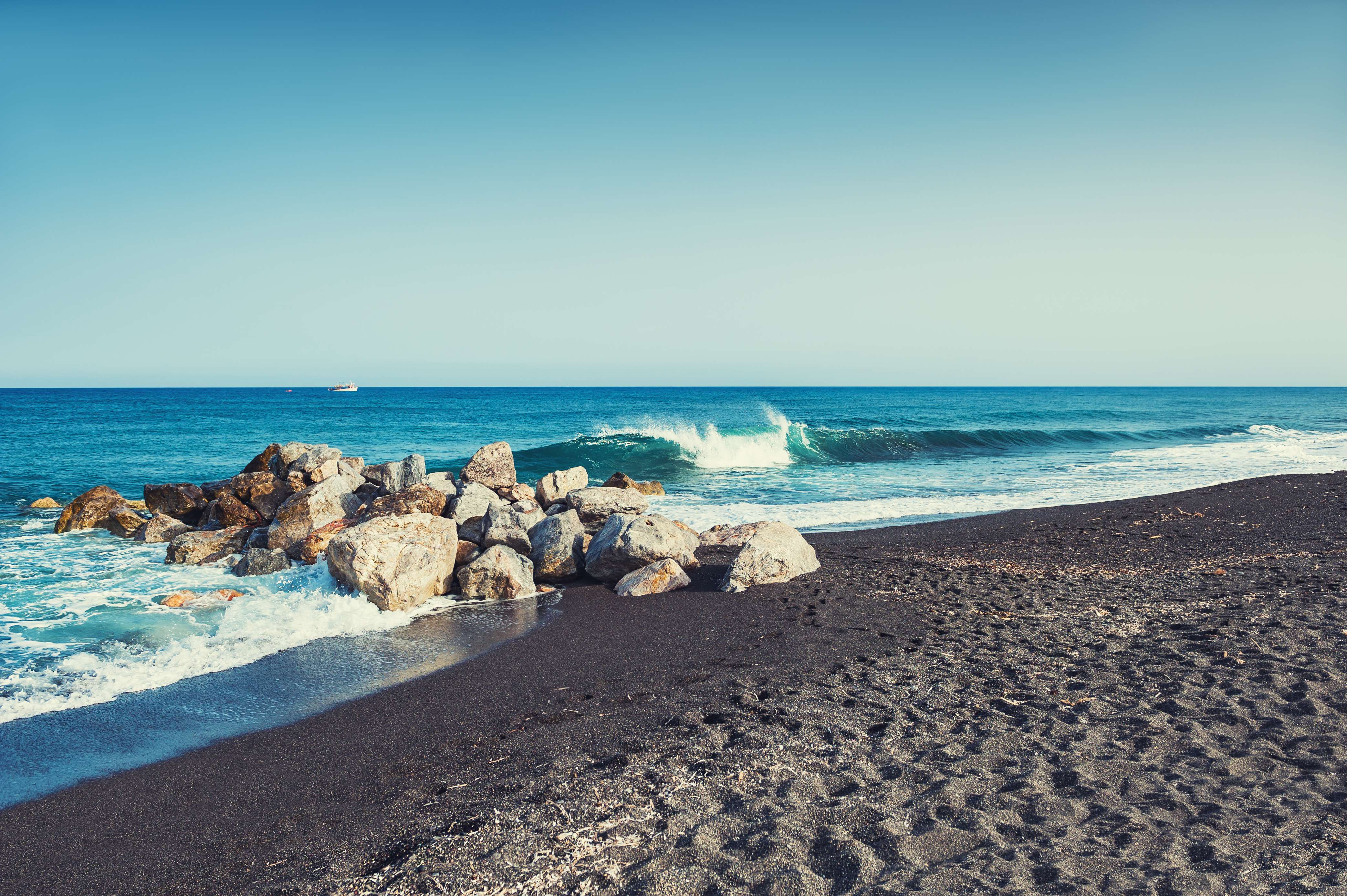 Black Beach of Perissa Village