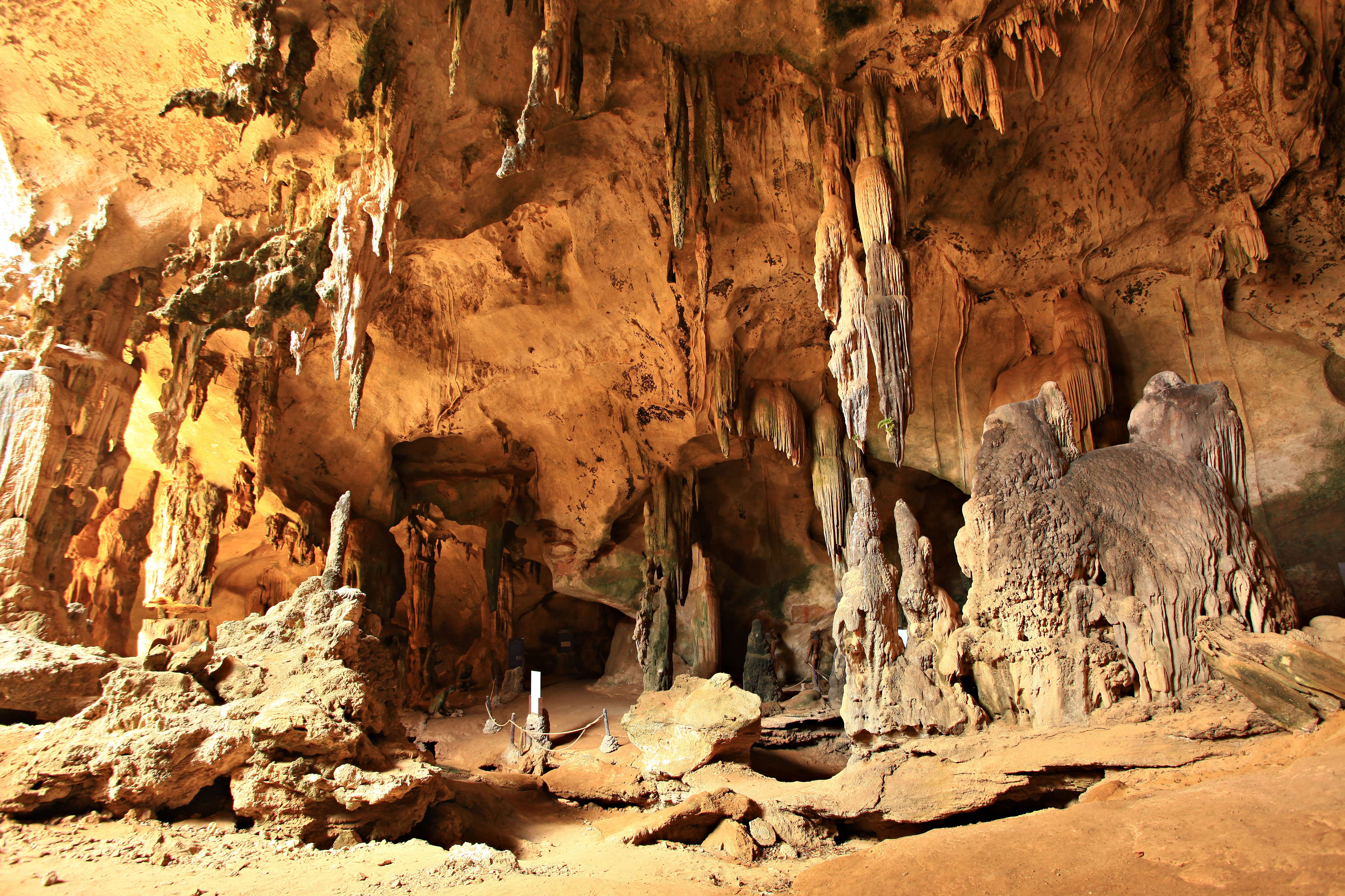 See Stalagmite Formations in the Caves of Khao Khanap Nam Mountains