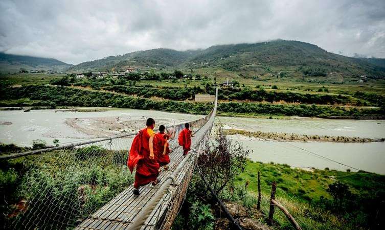 Walk Over The Punakha Suspension Bridge