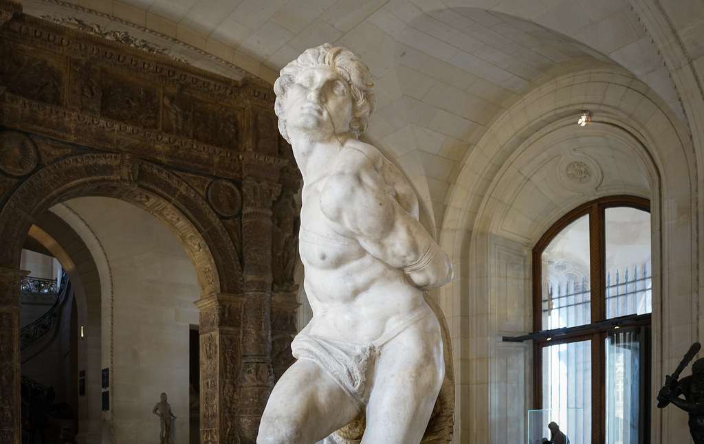 Displays Michelangelo's Unfinished Sculptures