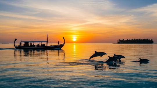 Go on a sunset dolphin cruise from Maafushi or Hulhumalé